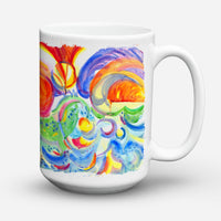Ceramic Coffee Mug 15 oz Decorative Large C Handle Mug Cup for Tea, Cocoa Hot Chocolate