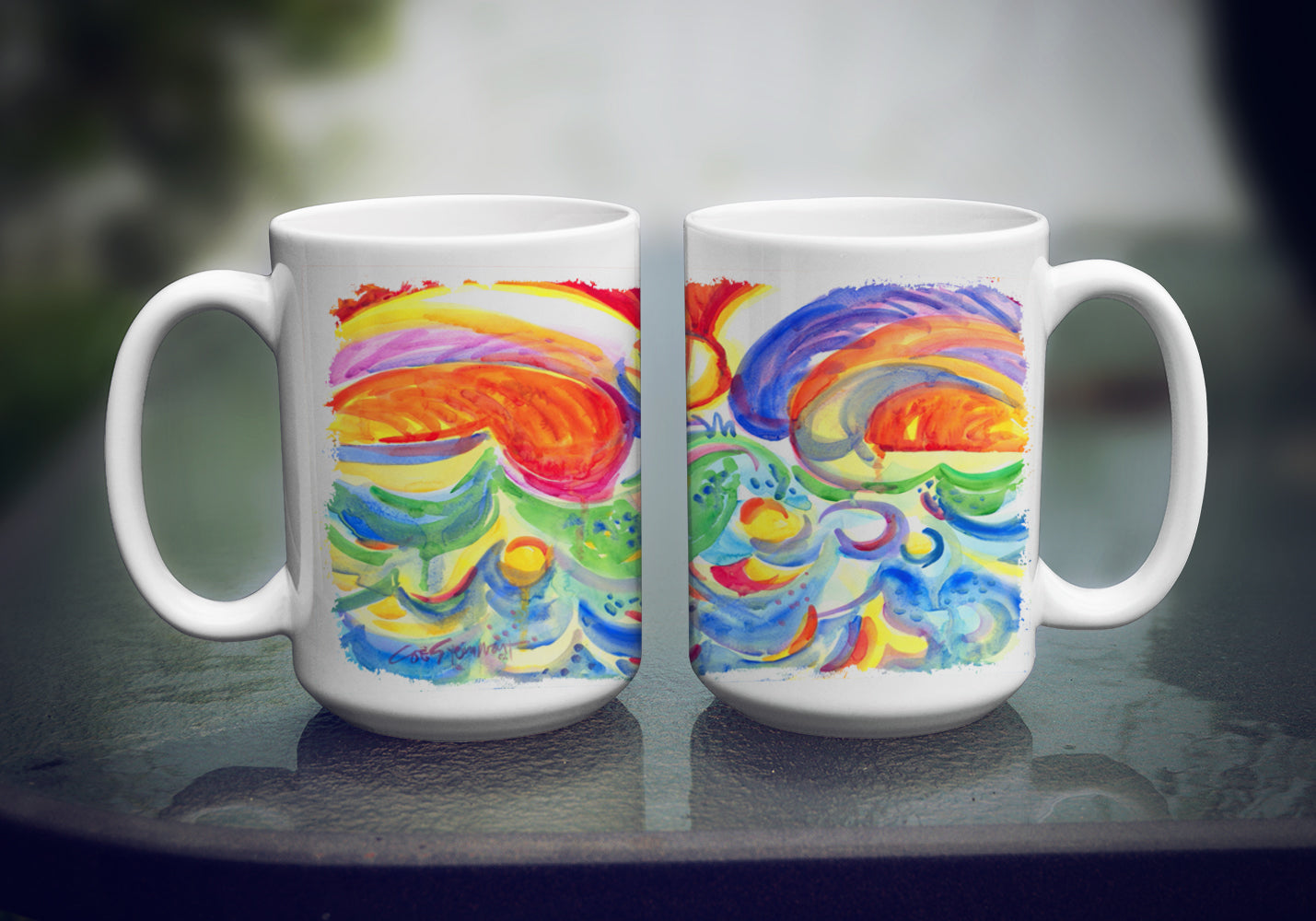 Ceramic Coffee Mug 15 oz Decorative Large C Handle Mug Cup for Tea, Cocoa Hot Chocolate
