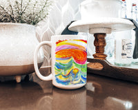 Ceramic Coffee Mug 15 oz Decorative Large C Handle Mug Cup for Tea, Cocoa Hot Chocolate