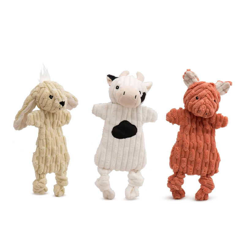 Barnyard HuggleFlatties™ Assorted Durable Plush Dog Toys (3pk) - BIG FRENCHIES