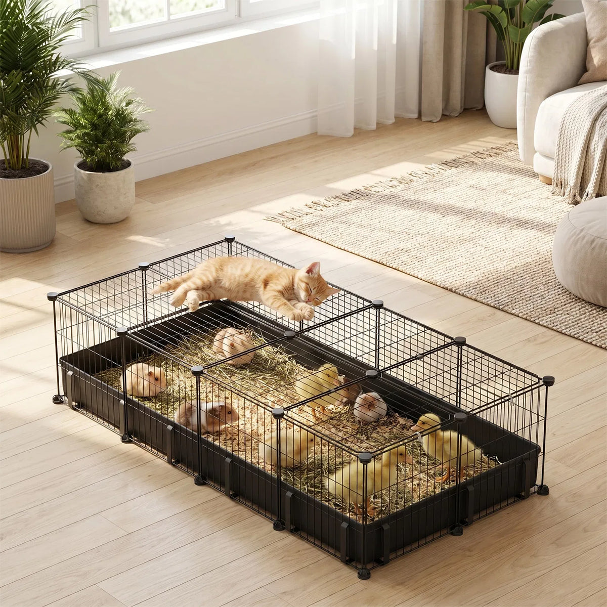 Modular Metal Small pet exercise pen DIY Multi Shape Layout, Metal Pet Enclosure Multi Tier L Square Rectangular Setup, 