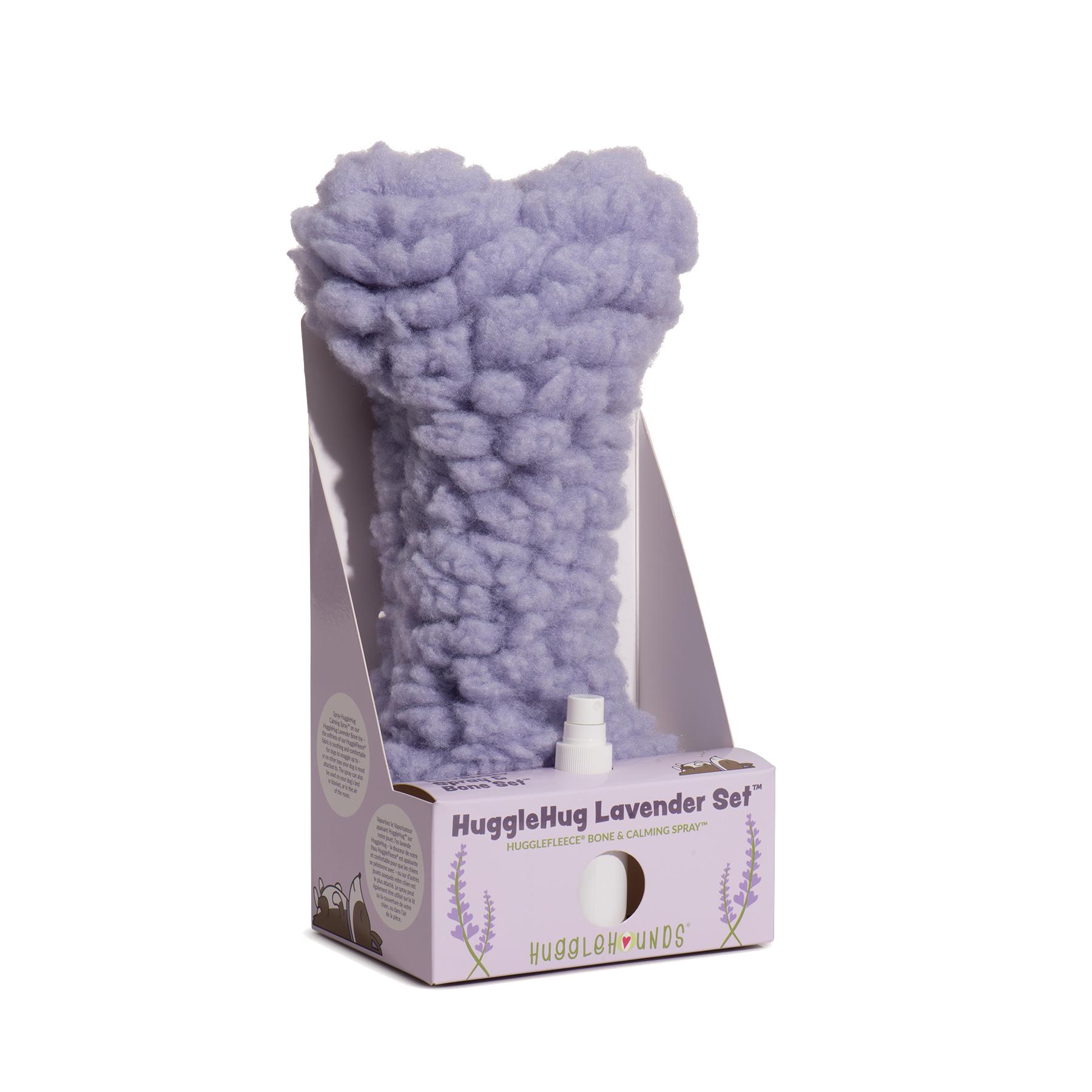 HuggleHug™ Lavender Bone & 2oz Calming Spray Dog Toy Set - BIG FRENCHIES