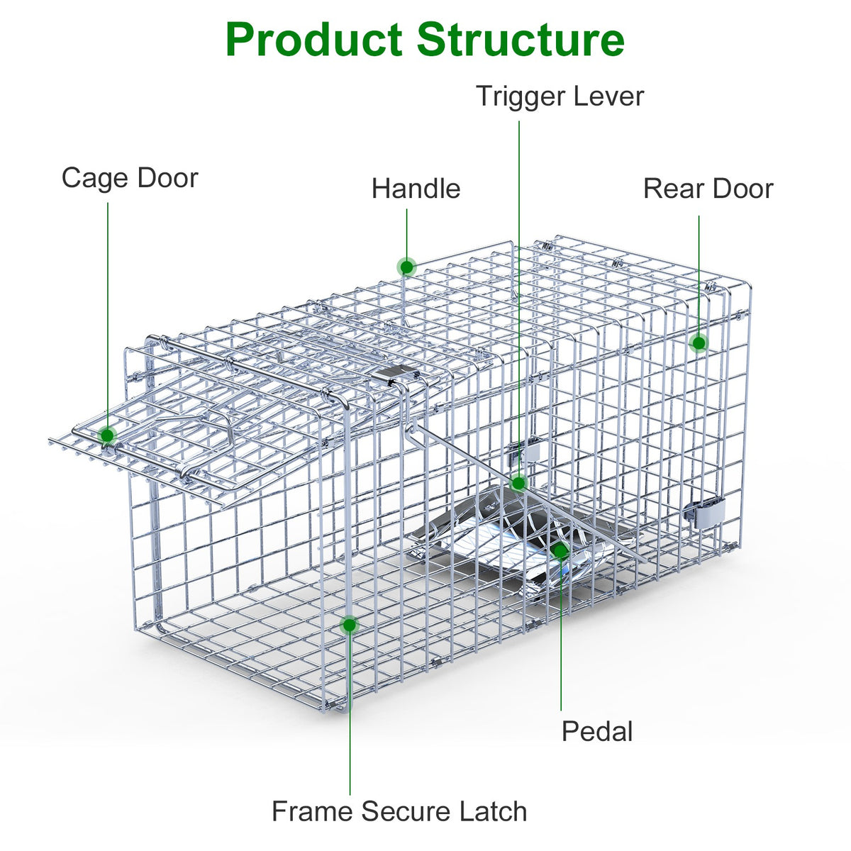 2Pcs 18x8x10In Humane Single Door Live Animal Trap For Spring Summer Collapsible Galvanized Iron Animal Cage Catch And R