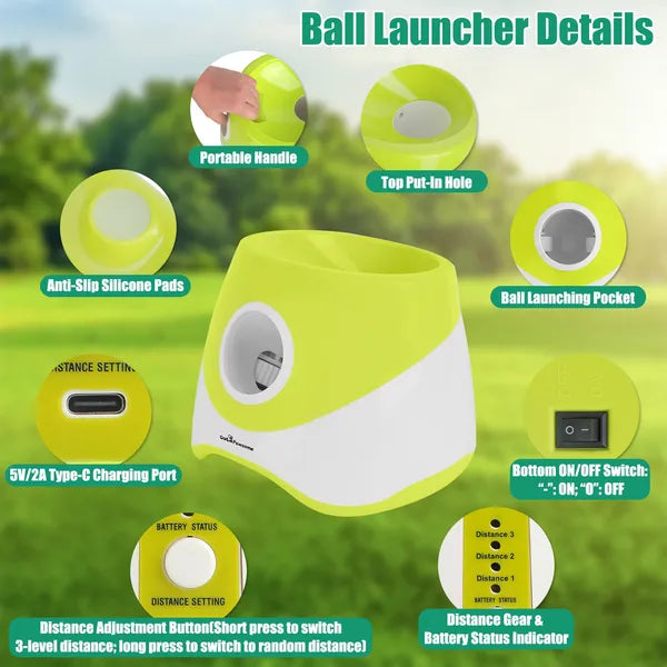 Automatic Dog Ball Launcher Rechargeable Interactive Pet Ball Thrower For Small Medium Dogs Interactive Dog Fetch Toy Wi