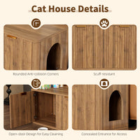 31.5" Walnut Cat Litter Box Enclosure Furniture, Large Decorative Hidden Litter Box Cabinet, Fluted Mid Century Modern K