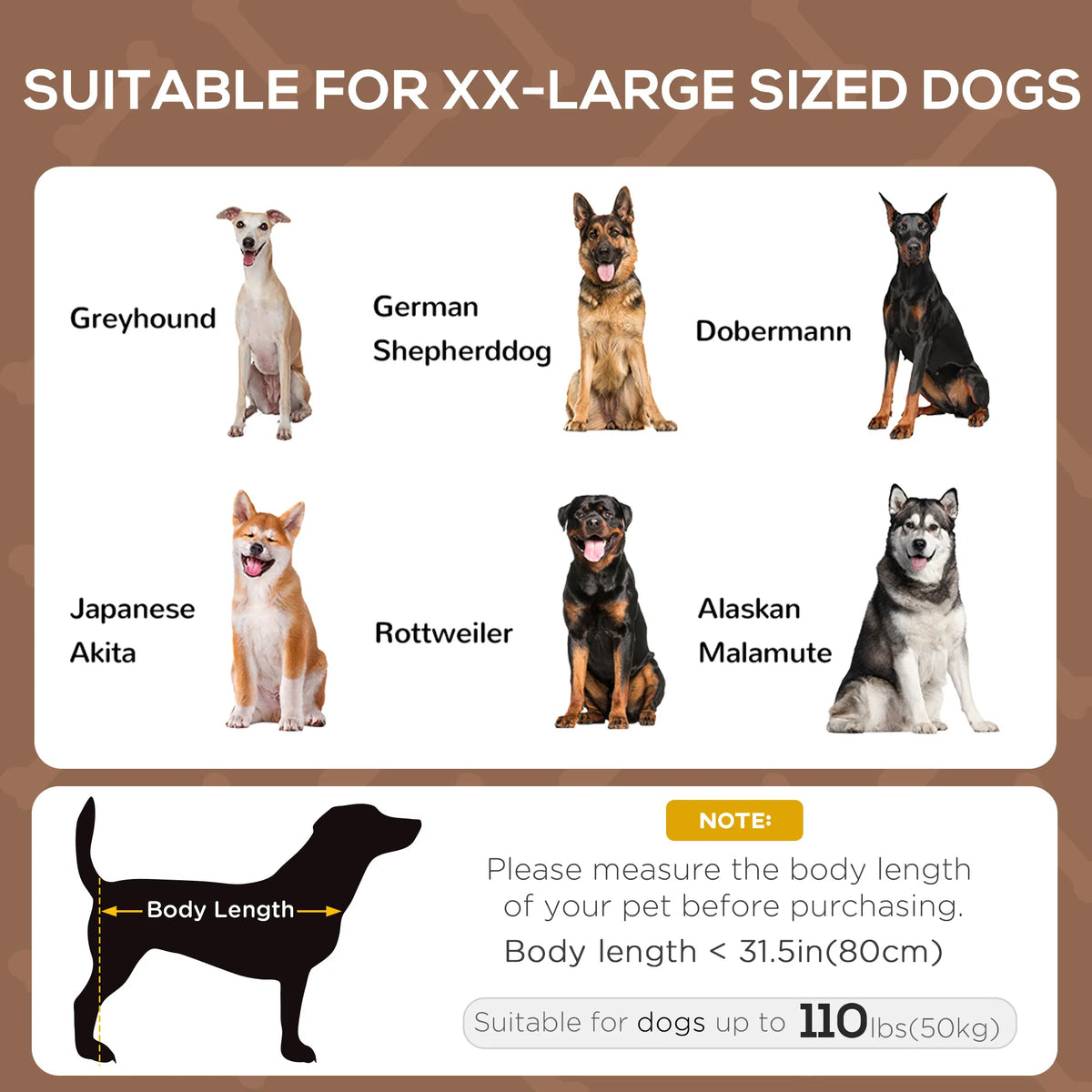 Elevated Dog Bed with Canopy, Portable Raised Dog Cot for XL Sized Dogs, Indoor & Outdoor, 48" x 36" x 43", Coffee