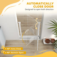 30"-32" Extra Wide Pet Gate Barrier with Small Door, 35"H Dog Gate with Safety Gate Barrier, Stair Pressure Fit, White