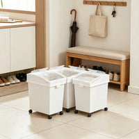 3-Pack 25L Large Rice Storage Container, Airtight Dog Food Dispenser Bin with Wheels & 3 Scoops, Kitchen Grain Cereal Fl