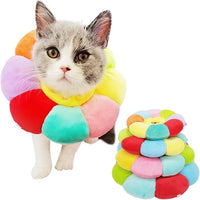 KUDES Cat Small Dog Recovery Collar, Cute Neck Cone After Surgery, Adjustable Pet E Collar, Wound Healing Protective Cone Surgery Recovery Elizabethan Collars for Small Pet (M(within 9.5lb), Colorful)
