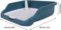 Fabater Dog Potty Toilet Training Tray, Portable Multifunctional Mesh Puppy Training Toilet Pad Holder with Bafflel for Small Dogs Puppies (Peacock Blue)