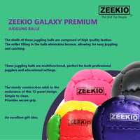 Zeekio Galaxy 12 panel leather juggling balls, pack of 3 in dark blue - view 12