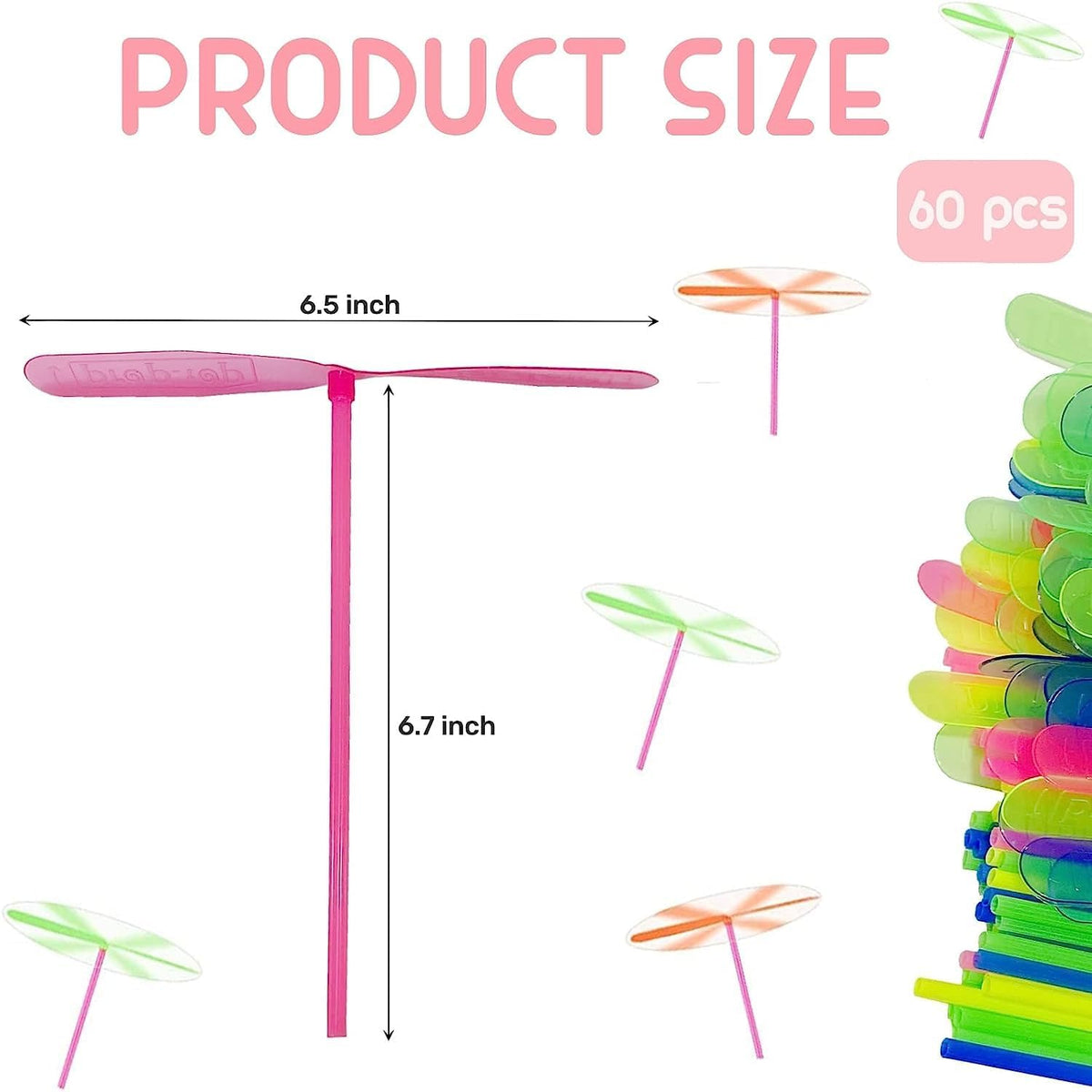 36 pack hand helicopter spinner toys with plastic propellers in random colors - view 2