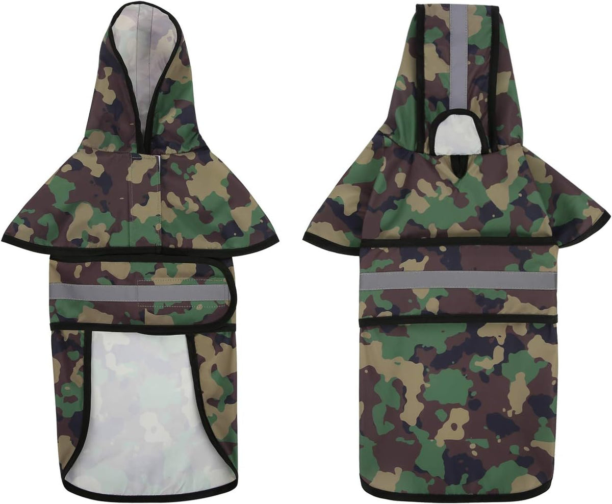 HDE Dog Raincoat with Hood & Leash Hole S-XL Dog Rain Jacket Ducks L – Essentials for Dogs - Medium / Green Camo - image 3