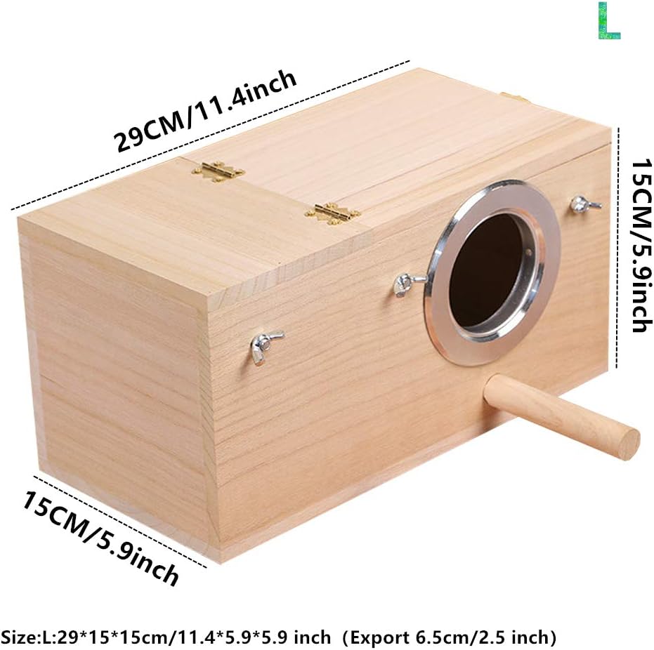 YJJKJ Wood Parakeet Nest Box with Natural Nesting Pads - Large - image 3