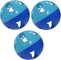 Large Cat Ball Toy with Bell, Blue - Blue - 3 Pack