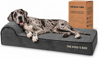 The Dog’s Bed Orthopedic Memory Foam Dog Bed with Headrest XL 6-Inch – Essentials for Dogs - Grey Plush / XXL (54"L x 36"W x 6"Th)