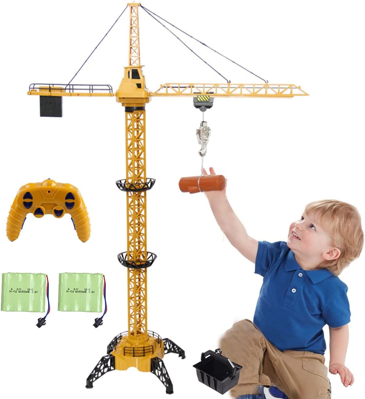 KNACKTOYZ 6 channel remote control tower crane toy with LED lights, adjustable to 50.4 inches