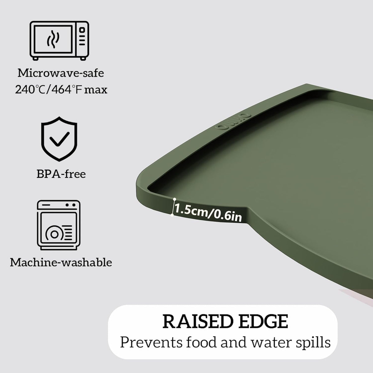 OHMO Cat Food Mat, Silicone Pet Feeding Mat, 18x9.8 - 24"L x 15"W / Camouflage Green - image 4