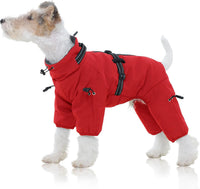 Full Body Dog Coat,Warm Dog Fleece Jackets with Harness Built in Windproof Dogs Snowsuit Zip up Pet - Red / Small