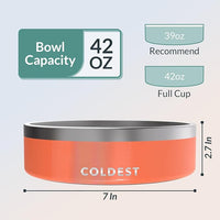 Coldest Dog Bowl - Anti Rust Metal, Non Slip, 3 Layers Insulated Stainless Steel Dog Bowls - Spill Proof & Heavy Duty - Water Bowl for Dogs, Cats & Pets, Dish Washer Safe (42 oz,Candy Red Glitter)