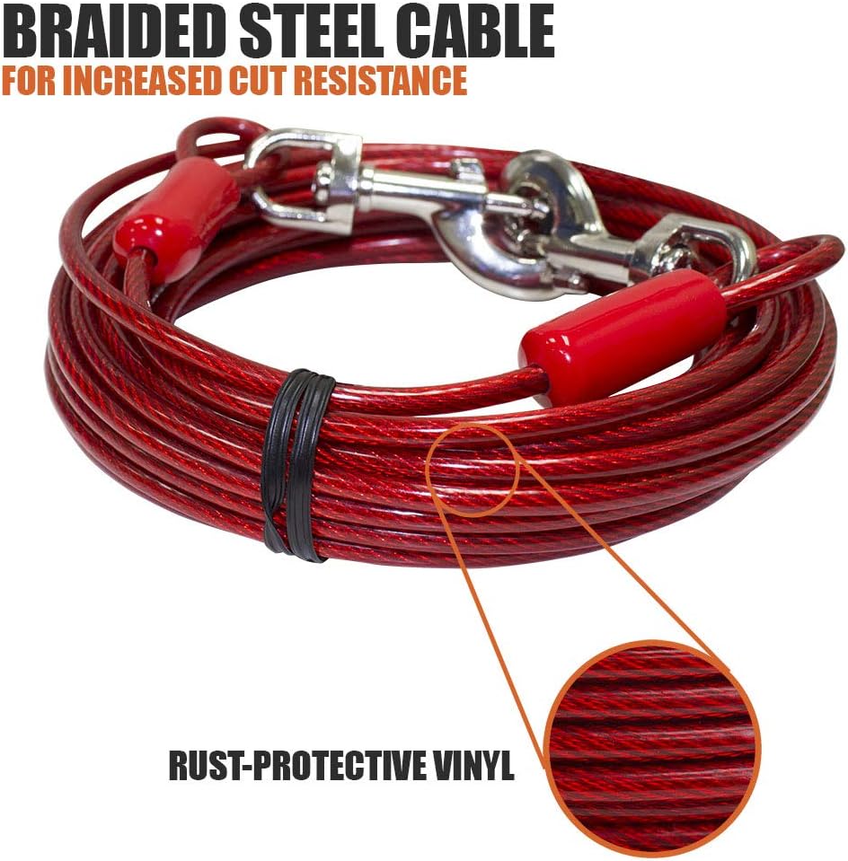 BV Dog Tie Out Cable 30 Feet - 125lbs/ 30ft/ Red / Pair - image 4