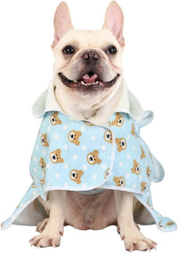 HDE Hooded Dog Bathrobe Quick Dry Towel Wrap for After Bath White - Medium / Teddy Bears - image 4