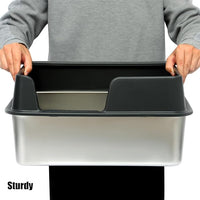 Kichwit Stainless Steel Cat Litter Box with High Sides Easy to Clean, Smooth Surface, Rust Resistant, 19.8" x 13.8" x 10" (with Lid)
