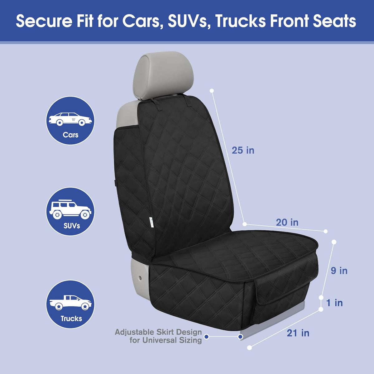 Front Seat Cover for Dogs with Side Flaps - 2_Pack / Black - image 3