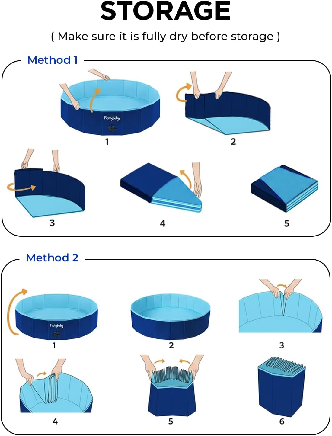 Furrybaby Foldable Dog Pool Non-Slip Hard Bath Tub Indoor Outdoor - 32*9inch / Navy - image 3