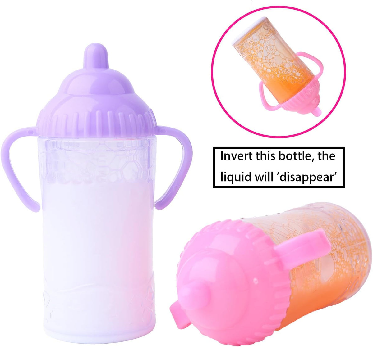 Beem Jun pink baby doll bottles and pacifiers set in a clear zippered bag - view 16
