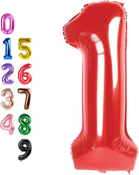 Number Balloons Blue 7 Balloon Numbers 40 inch for 7th Birthday - Red / Number 1