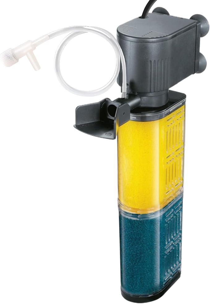 Aquarium Filter for 30-100 Gallons, Ultra-Quiet Fish Tank Filters Biochemical Filtration 400GPH Powerful Pump Submersible Sponge Filter for Large Fish & Turtle Tanks Water Clear Air Supply (18W)