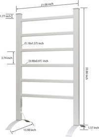 KEG Towel Warmer 6 Bars for Bathroom Freestanding or Wall Mounted Bath Towel Heater Plug-in with Built-in Timer Silver