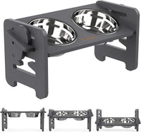 Elevated Dog Bowls, Raised Dog Bowl Stand Adjustable Small - Gray / Small / Without Mat