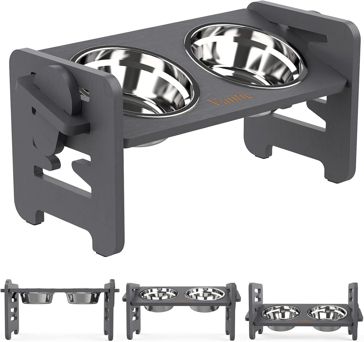 Elevated Dog Bowls, Raised Dog Bowl Stand Adjustable Small - Gray / Small / Without Mat