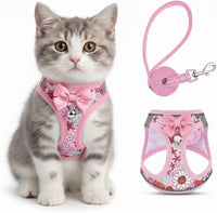 Cat Harness and Leash Escape Proof for Walking - L-Chest(15.7"-17.7") / Pink