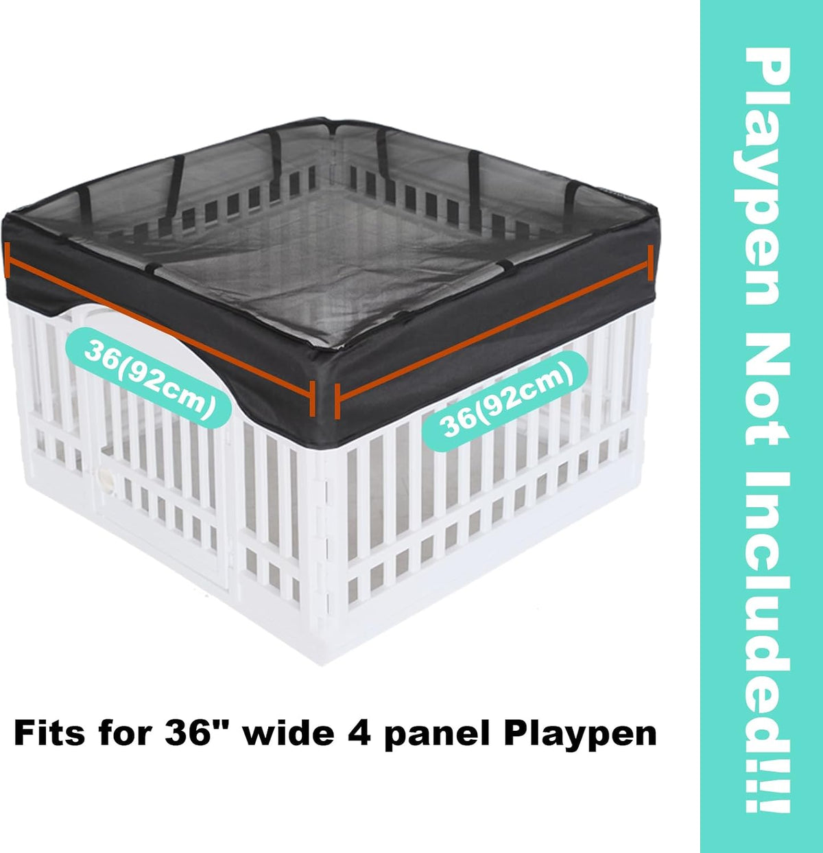 Dog Playpen Mesh Top Cover - Black / Fits 36" 4-Panel dog playpen - image 2