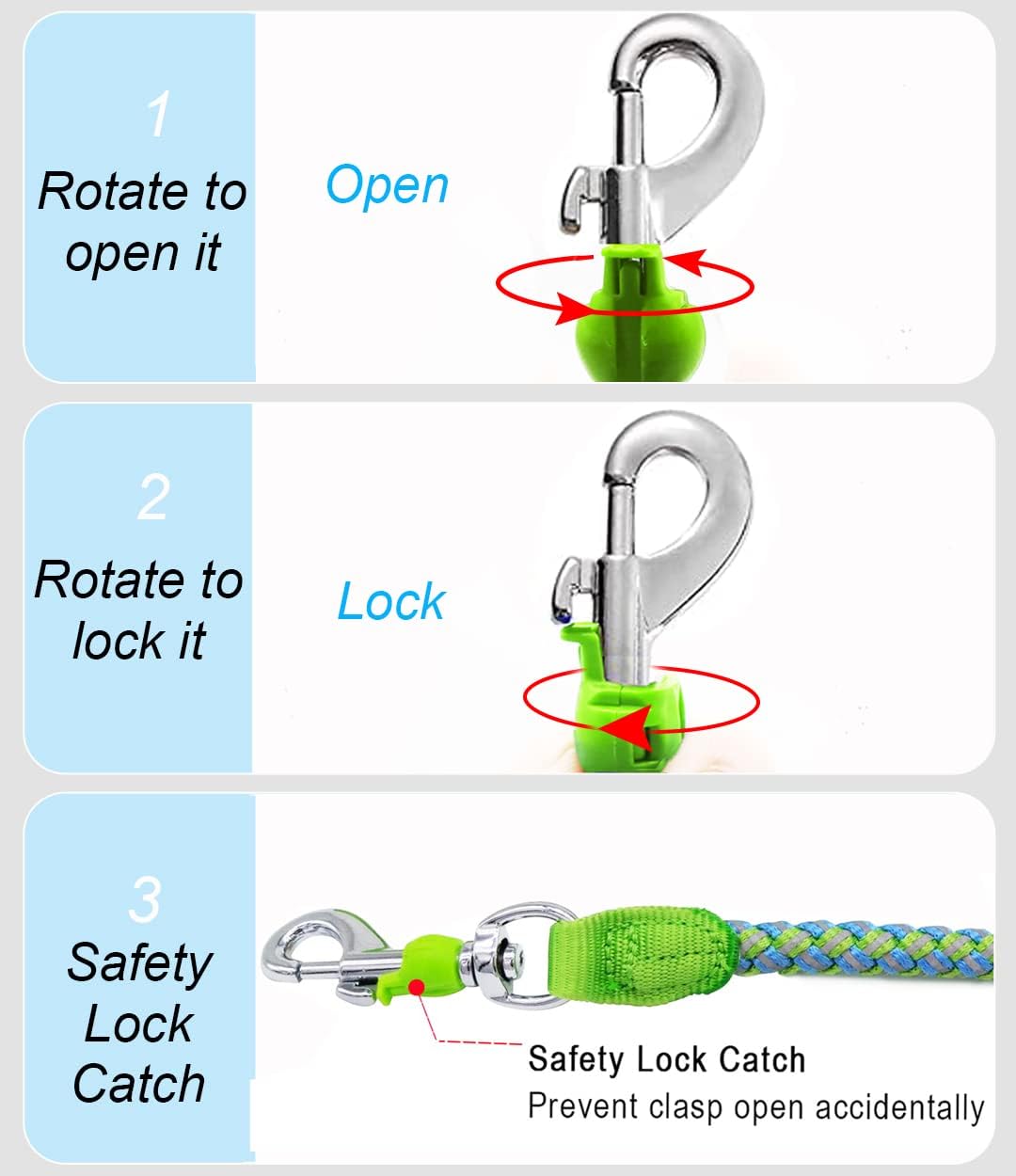 Reflective Dog Leash 2/3/4/6/10ft Braided 1/2" Strong Nylon Rope – Essentials for Dogs - 3ft * 1/2" / Green - image 3