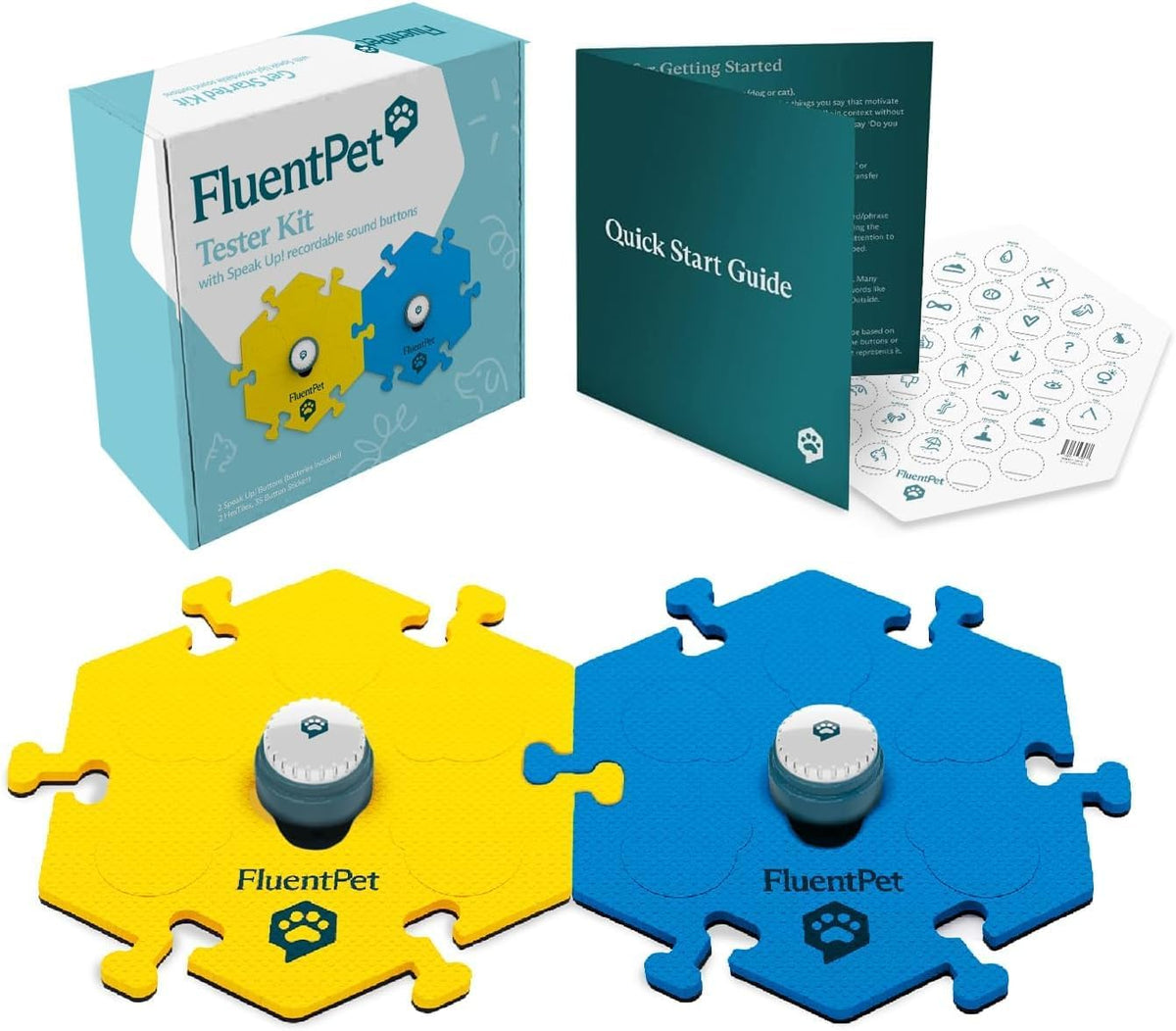 Talking Buttons for Dogs & Cats - 2 Buttons + 2 HexTiles (Bold)