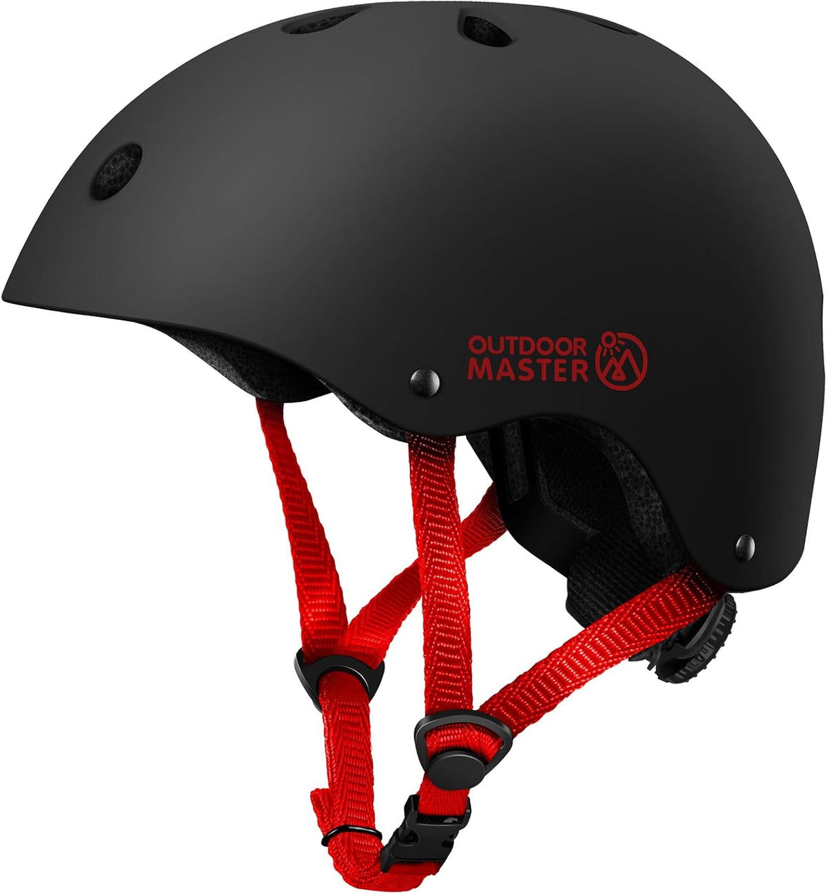 OutdoorMaster Kids Bike Helmet, Adjustable for Cycling & Skating – Fun for Kids & Family - Black-red / Medium: 20.5-21.7 in. / 52-55 cm