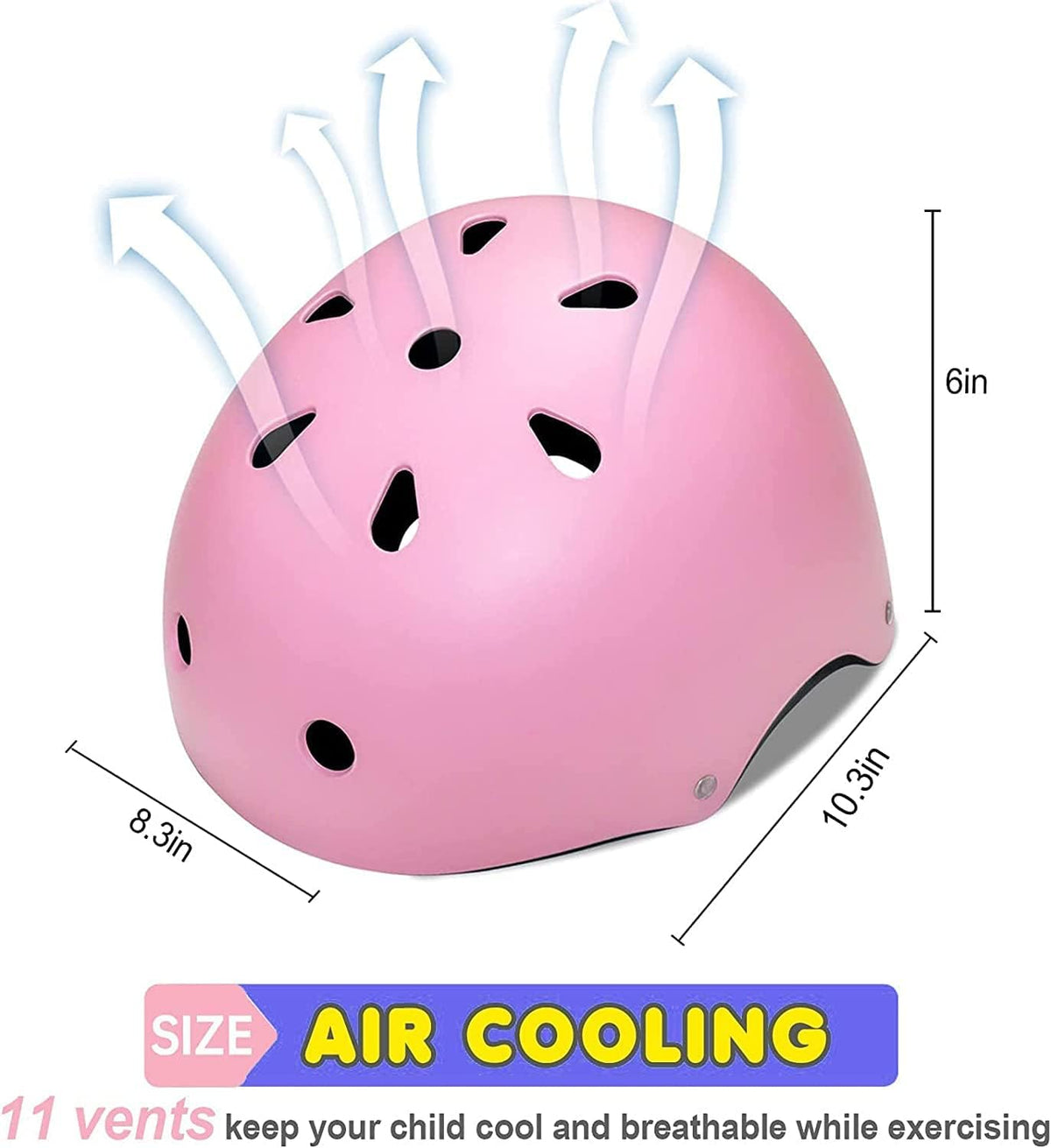 Adjustable Kids Helmet with Knee Pad, Elbow Pads & Wrist Guards - pink / Small( 3- 8 years ) - image 3