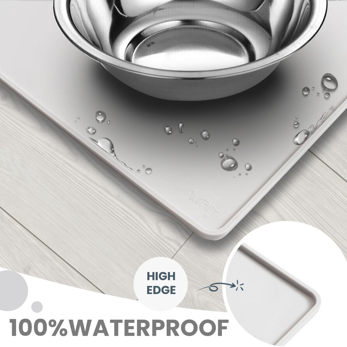 Non-Slip Waterproof Pet Feeding Mat - Medium, 20 x 12 Inch / #07 Silver Grey Solid - image 4
