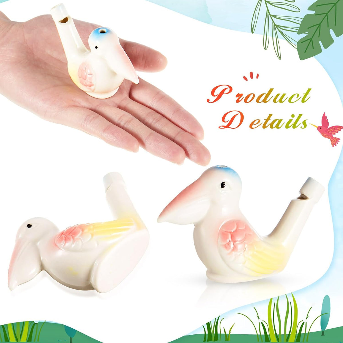 Gejoy 6 Pcs Bird Water Whistles Ceramic Bird Call Warbling Water - 18 / Vibrant - image 3