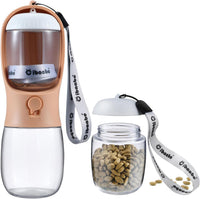 Dog Water Bottle Portable with Food Container & Filter for Travel – Essentials for Dogs - #05 Pinkish Orange / 10oz
