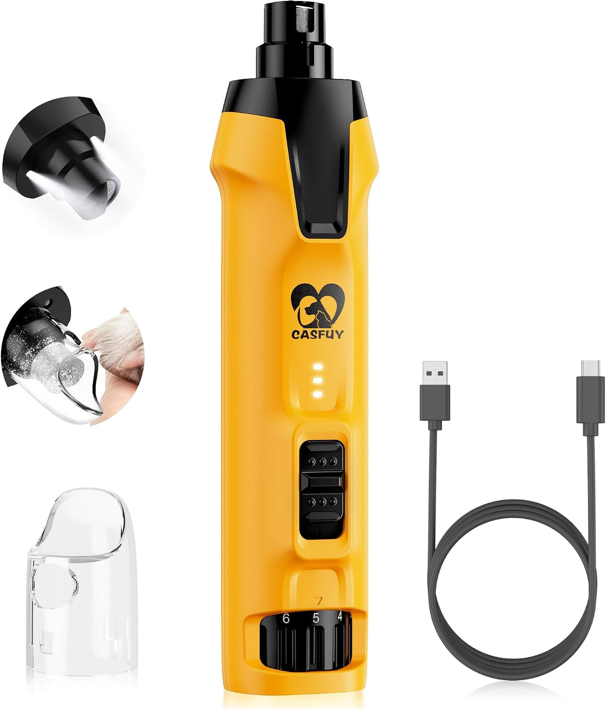 Casfuy 6-Speed Dog Nail Grinder - Yellow