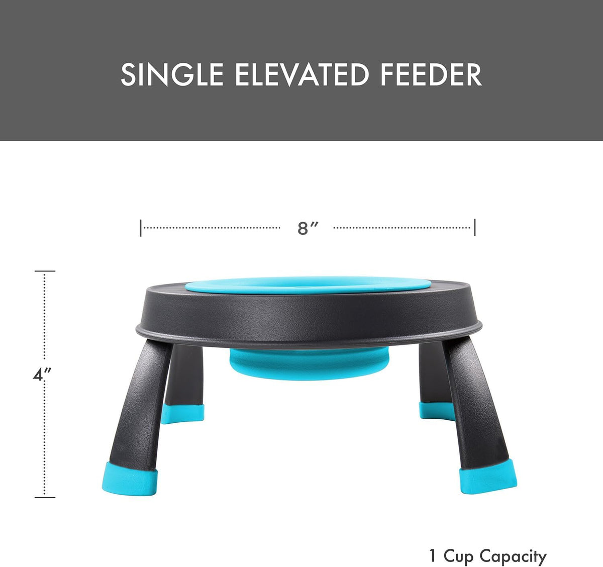 Dexas Pets Elevated Pet Feeder, 4 Cup Capacity - Small/1.5 Cup Capacity / Blue - image 2