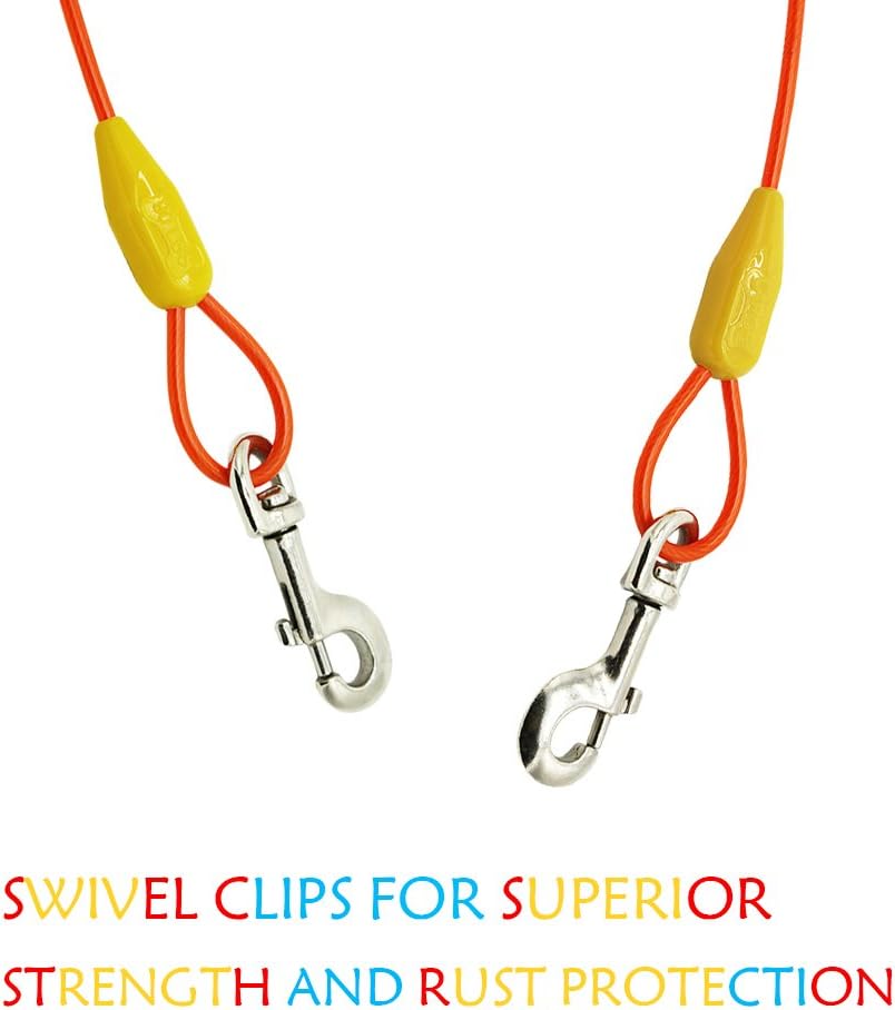 30ft Reflective Tie-Out Cable for Heavy Dogs Up to – Essentials for Dogs - 90lbs15ft / Yellow & Orange - image 4
