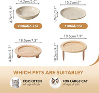 Elevated Cat Bowls, Cat Food and Water Bowl Set - Vintage Latte / 1 Bowl+1 Dish - image 2