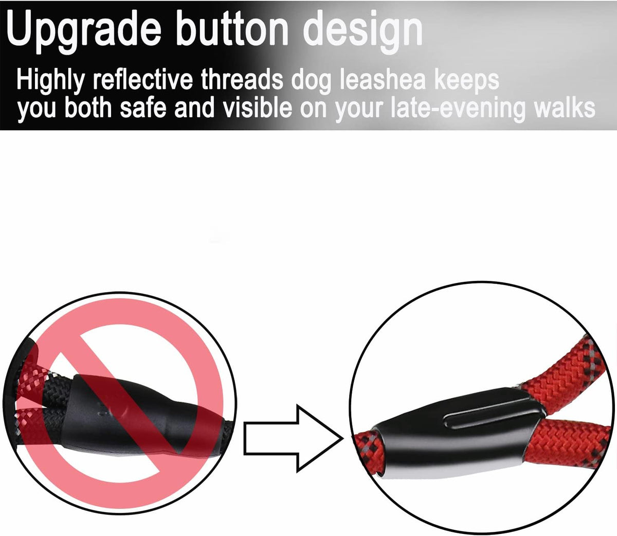 Dog Leash, 6 FT Heavy Duty Dog Leashes with Comfortable Padded Handle,Black – Essentials for Dogs - Red / 6 Feet x 1/2 Inch - image 3