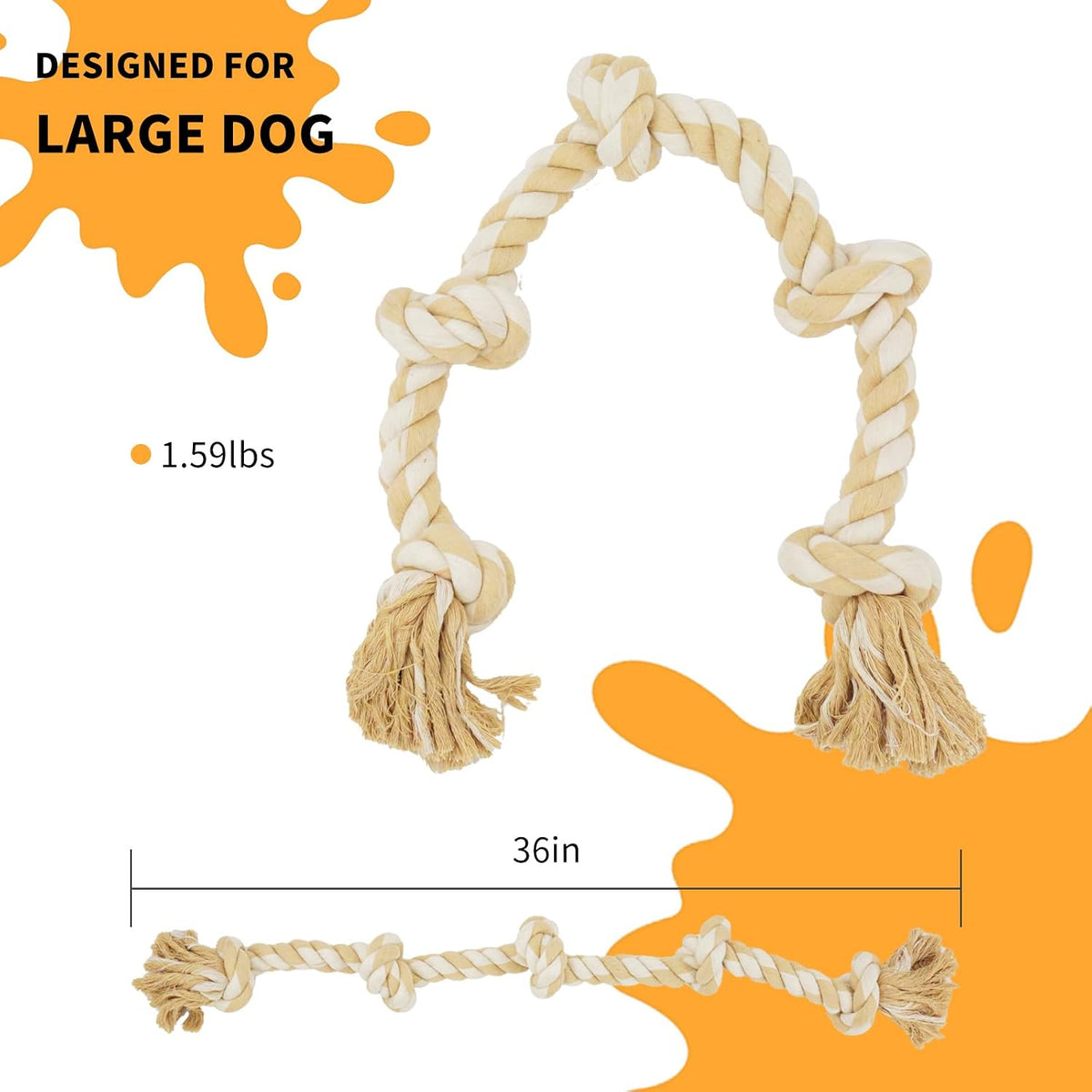 Bmag Dog Rope Toys for Aggressive Chewers - Beige - image 3